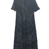 Black Tie-Dye DRAMA Soft Cotton Jersey Maxi Dress / RAQUEL ALLEGRA - Size 0