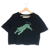 Black Tiger Print CLAUDIA Cotton Crop Tee / RAQUEL ALLEGRA - Size 1