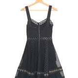 Black TRAVI English Embroidered Eyelet Mini Dress / MAJE - Size 1