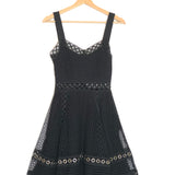 Black TRAVI English Embroidered Eyelet Mini Dress / MAJE - Size 1