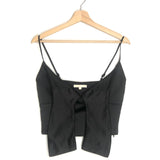 Black Twist Cropped Satin Camisole / MAJE - Size 1