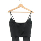 Black Twist Cropped Satin Camisole / MAJE - Size 1