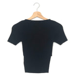 Black Twist-front Cropped Ribbed-knit Top / SANDRO - Size 1