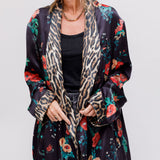 Black Useless Treasures Floral Print Silk Kimono Dress / R13 - Size M