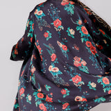 Black Useless Treasures Floral Print Silk Kimono Dress / R13 - Size M