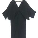 Black V-neck Crinkled Crepe Balloon Sleeves Maxi Dress / CECILE HOB - Size 38