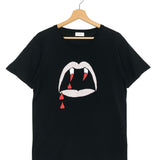 Black Vampire Printed Cotton Short Sleeve T-shirt / SAINT LAURENT - Size XS