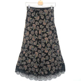 Black Velvet Paisley Printed High Waisted RITA Skirt / BA&SH - Size 34