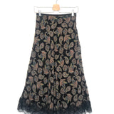 Black Velvet Paisley Printed High Waisted RITA Skirt / BA&SH - Size 34