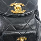 Black Vintage DUMA Quilted Lamskin Leather Backpack (Circa 1990's) / CHANEL