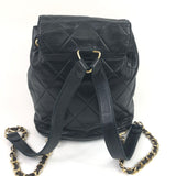 Black Vintage DUMA Quilted Lamskin Leather Backpack (Circa 1990's) / CHANEL