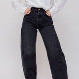 Black Washed LUNA High-rise Tapered Denim Jeans / AGOLDE - Size 24