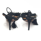 Black WILD THING 85 Fringed Suede Heeled Sandals / AQUAZURRA - Size 38