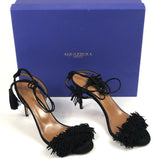 Black WILD THING 85 Fringed Suede Heeled Sandals / AQUAZURRA - Size 38