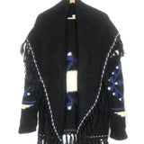 Black with White and Navy Aztec ATLAS Tassel Shawl Cardigan / LOVE SHACK FANCY - One Size