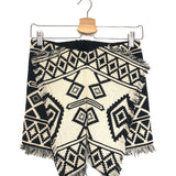 Black and White JILOA Wrap Effect Frayed Cotton Jacquard Mini Skirt / ISABEL MARANT ETOILE - Size 34