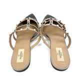 Black/Beige ROCKSTUD Leather Flat Mules / VALENTINO - Size 40