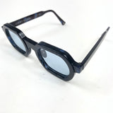 Black/Blue THE DARREN Rectangular Frame Cellulose Acetate Sunglasses / JIMMY FAIRLY