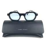 Black/Blue THE DARREN Rectangular Frame Cellulose Acetate Sunglasses / JIMMY FAIRLY
