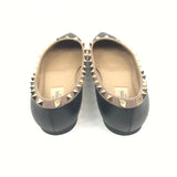 Black/Nude ROCKSTUDS Gold Embellished Studs Leather Ballerinas / VALENTINO - Size 38