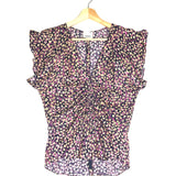 Black/Pink LONEA Printed Draped Silk-Blend Top / ISABEL MARANT - Size 38