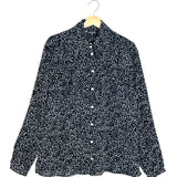 Black/White RESORT Dove and Logo Print Silk Ruffled Long Sleeve Shirt / CHANEL - Size 38