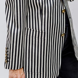 Black/White Striped Double Breasted Wool Blazer Jacket / SAINT LAURENT - Size 38