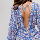 Blue ABY Floral Printed 3/4 Sleeves Midi Dress / BA&SH - Size 1