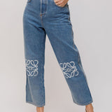 Blue Anagram Logo High rise Cropped Denim Jeans / LOEWE - Size 38