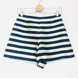 Blue and White Silk Striped A-line Shorts / MONCLER - Size 36