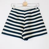 Blue and White Silk Striped A-line Shorts / MONCLER - Size 36