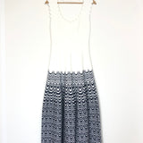 Blue and White Sleeveless Scalloped Knit Midi Dress / ALAIA - Size 42IT