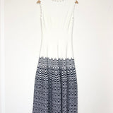 Blue and White Sleeveless Scalloped Knit Midi Dress / ALAIA - Size 42IT