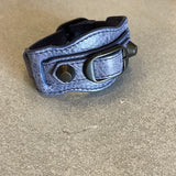 Blue Leather Bracelet with Gun Metal Stud / BALENCIAGA