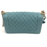 Blue CHANEL BOY Medium Caviar Leather Flap Bag / CHANEL - Size 25 cm