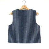 Blue CLARE Striped Denim Vest / THE FRANKIE SHOP - Size M