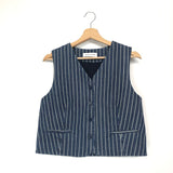 Blue CLARE Striped Denim Vest / THE FRANKIE SHOP - Size M