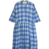 Blue Cotton Checkered Midi Dress / MII AUX 1001 NUITS - Size S