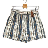 Blue Cotton Jacquard Anagram Striped High-rise Mini Shorts / LOEWE - Size 36