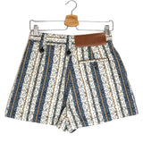 Blue Cotton Jacquard Anagram Striped High-rise Mini Shorts / LOEWE - Size 36