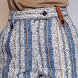 Blue Cotton Jacquard Anagram Striped High-rise Mini Shorts / LOEWE - Size 36