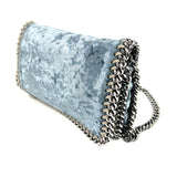 Blue Crushed FALABELLA Velvet Flap Crossbody Bag / STELLA MCCARTNEY