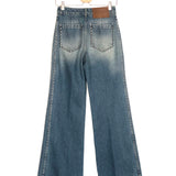 Blue Denim ALINA Studs Embellished High-rise Wide-leg Jeans / VICTORIA BECKHAM - Size 26