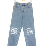 Blue Denim Anagram Logo High Rise Cropped Jeans / LOEWE - Size 38