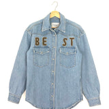 Blue Denim Embellished Shirt Jacket / FORTE DEI MARMI - Size S