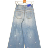 Blue Denim Floral-embroidered Wide-leg Jeans / FORTE_FORTE - Size 0