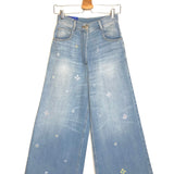 Blue Denim Floral-embroidered Wide-leg Jeans / FORTE_FORTE - Size 0