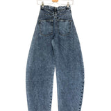 Blue Denim High Waist Round Barrel Jeans / ALAIA - Size 34