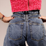 Blue Denim High Waist Round Barrel Jeans / ALAIA - Size 34