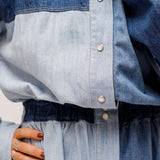 Blue Denim Patchwork Long Sleeves Mini Dress / DOLCE & GABBANA - Size 36